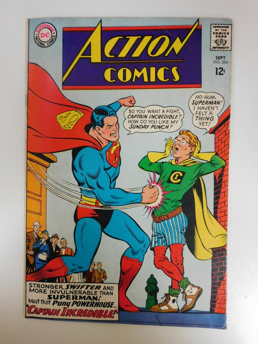 Action Comics #354: No Reserve! Action Comics #354: VG/FN Shipping: Individual Comics: Flat-rate of $9.99 (1-8 comics) or $19.99 (9+ comics) to anywhere within the contiguous U.S. International: Foreign shipping rates ar