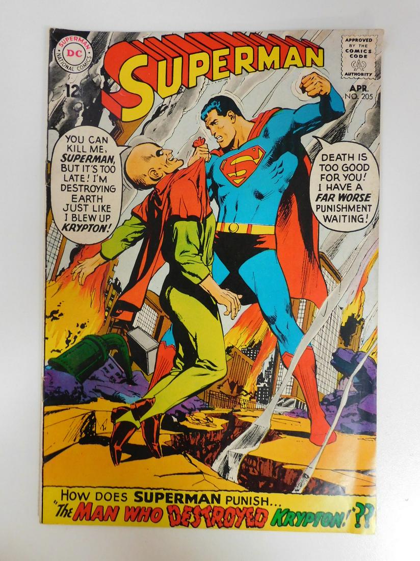 Superman #205: No Reserve! Superman #205: FN- Shipping: Individual Comics: Flat-rate of $9.99 (1-8 comics) or $19.99 (9+ comics) to anywhere within the contiguous U.S. International: Foreign shipping rates are deter