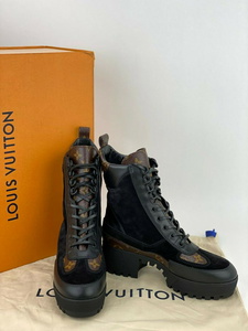 Louis Vuitton LV Monogram Wonderland Flat Ranger Combat boots 38