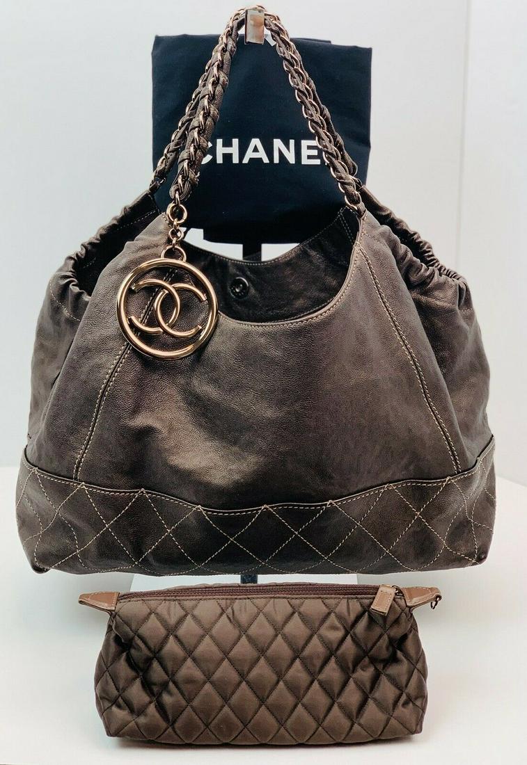 CHANEL COCO CABAS Bronze Leather Tote Hand Bag A33450 (1 of 12)