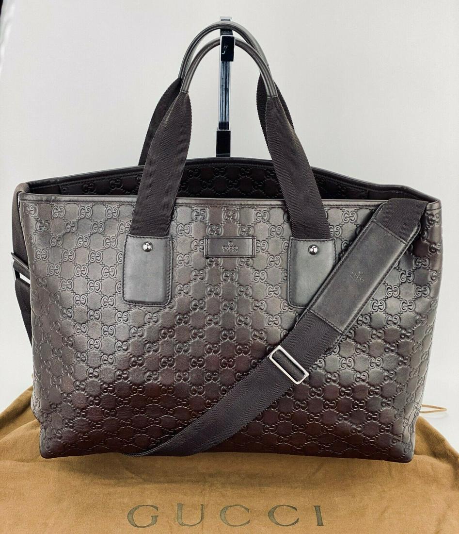 Gucci GG Guccissima Large Leather Dark Brown Tote (1 of 12)