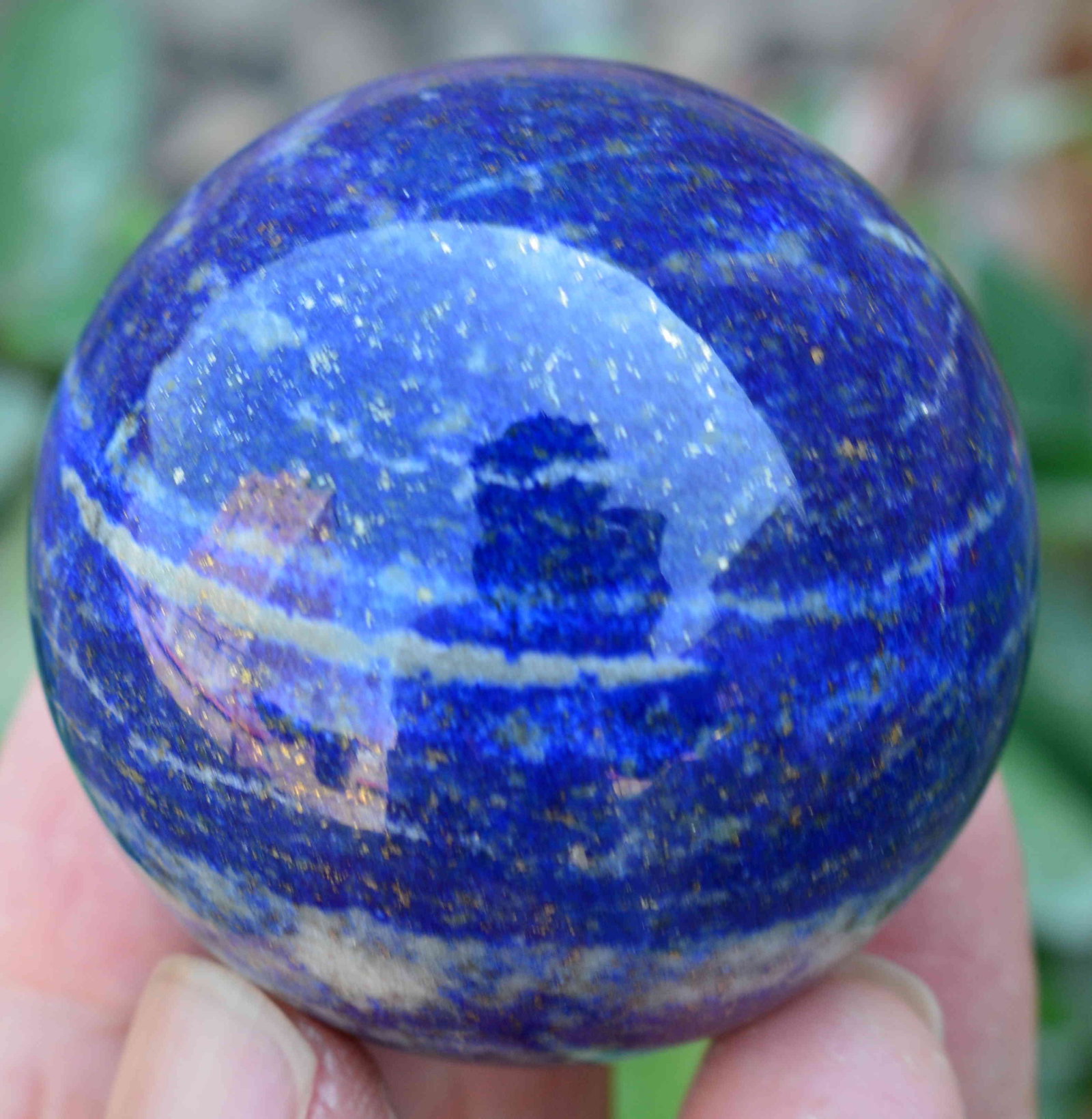 220 Grams Beautiful Royal Blue Lapis Lazuli Sphere: Title: 220 Grams Beautiful Royal Blue Lapis Lazuli Sphere Weight: 220 Grams Origin: Afghanistan Materials: Sphere Size: 51 mm Description: Treatment: Natural Reserve: $60.00 Shipping: Domestic: Flat-r