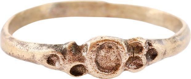 EUROPEAN BETROTHAL RING 9th-12th CENTURY SZ 4 ½: During the Middle Ages, the act of committing to marriage took place as a formal ceremony with vows, considered sacred and unbreakable, exchanged. A ring was given by the man to the woman to bind the 