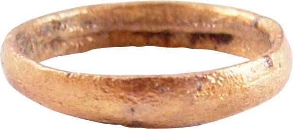 RARE VIKING WARRIOR’S BEARD RING, 9TH-11TH CENTURY AD: 9th-11th century AD. Broad flat face ring, 0.62”, over 1/2” diameter outside and 0.47” inside. 2.6mm width with rounded face. The use of beard rings by Vikings is well recorded though very few g