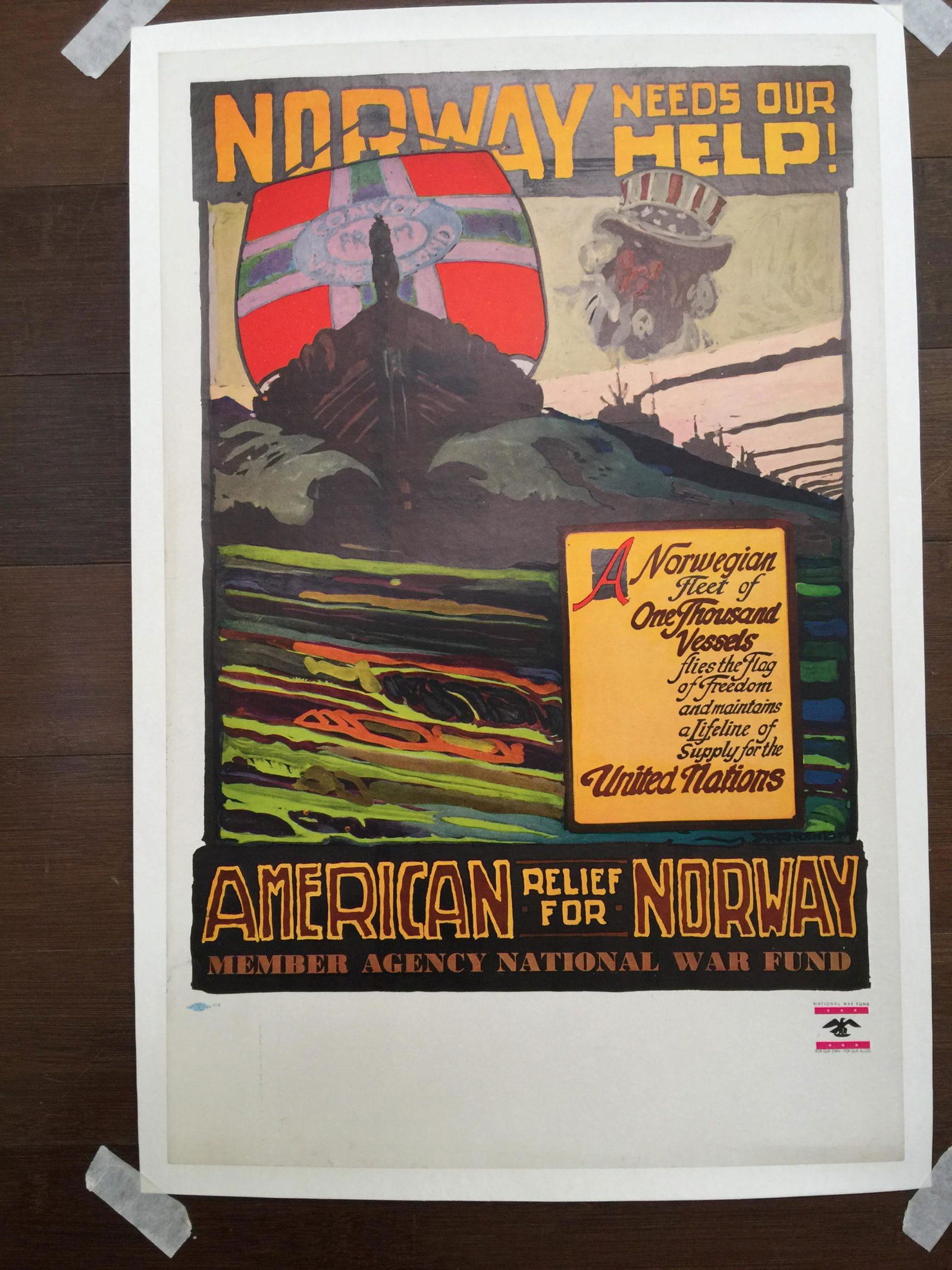 Norway Needs Our Help (1945) 14.125" x 22" US WWII (1 of 4)