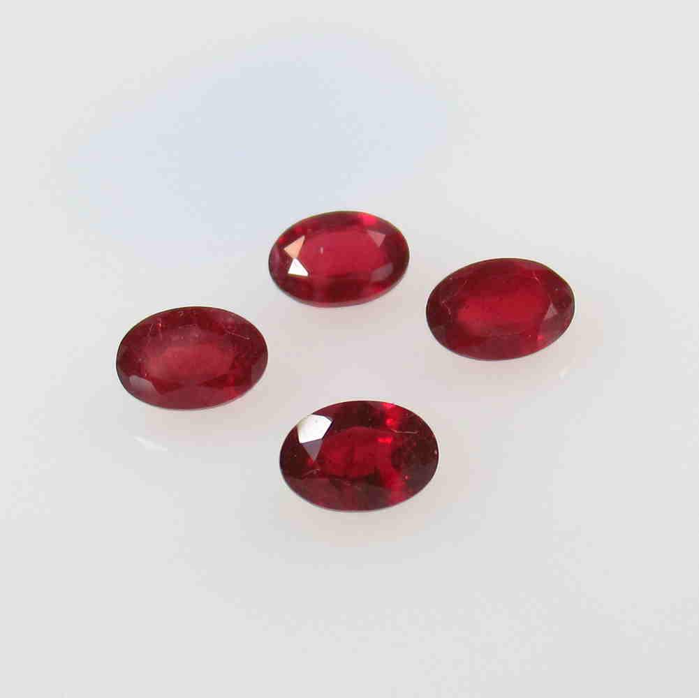 2.92 Ctw Natural 4 Red Ruby Oval Set (1 of 2)