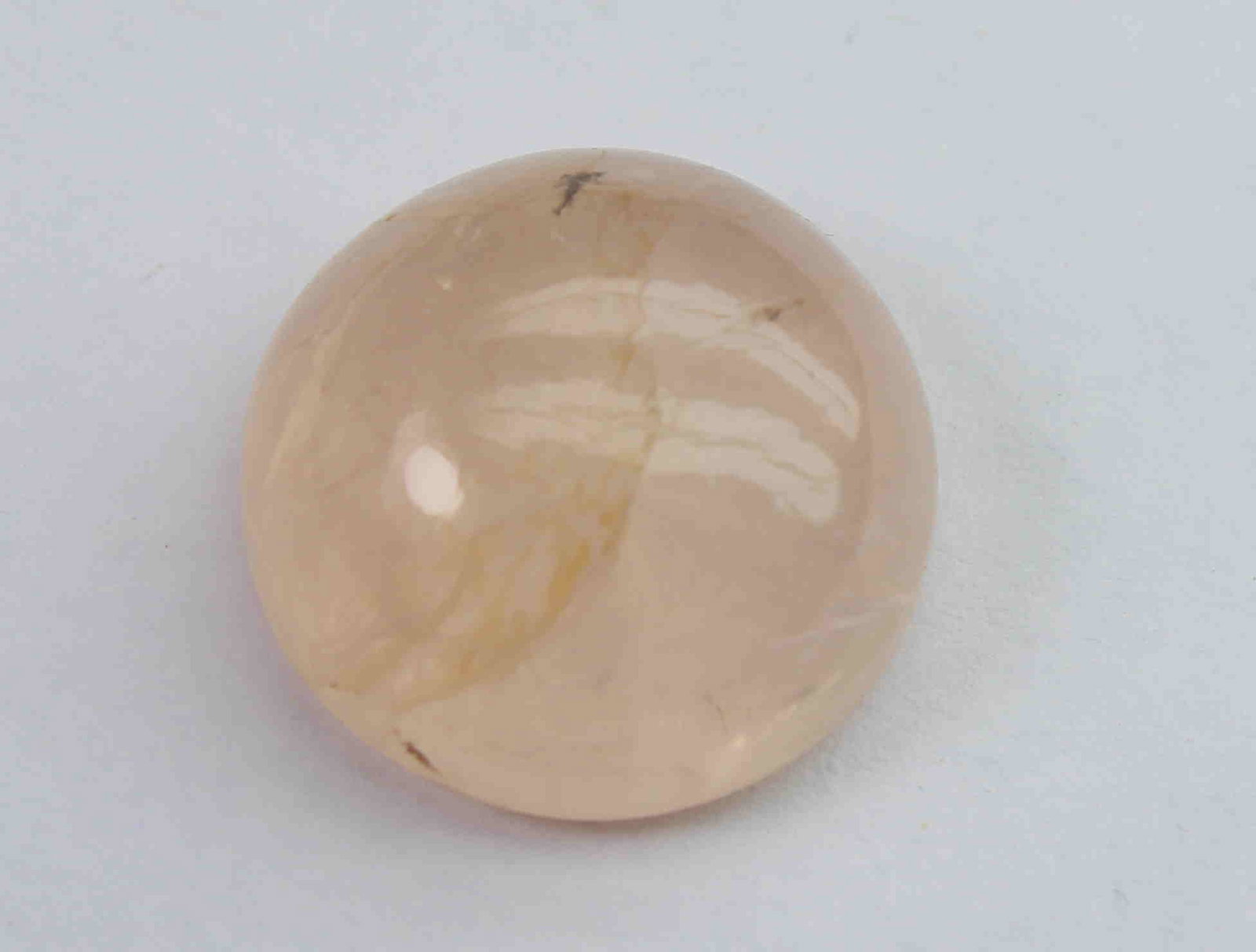 8.84 Ct Natural Morganite: No Reserve! Title: 8.84 Ct Natural Morganite Additional Information: Gemstone: Natural MorganiteOrigin: Africa Weight: 8.84 Carats Measurements: 12.8-12.7x6.8 mm Shape : Round Cabochon Colour: Peach T