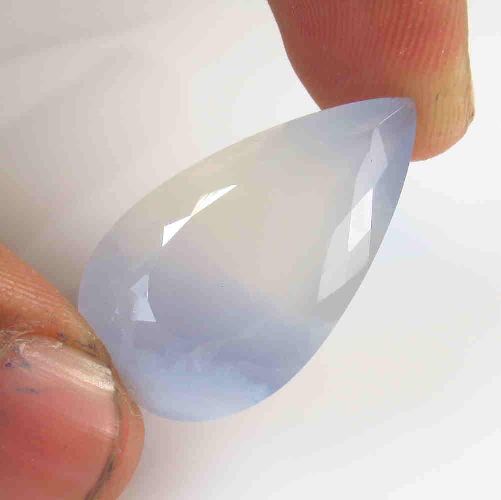 27.54 Ct Natural Chalcedony Pear Cut (1 of 2)