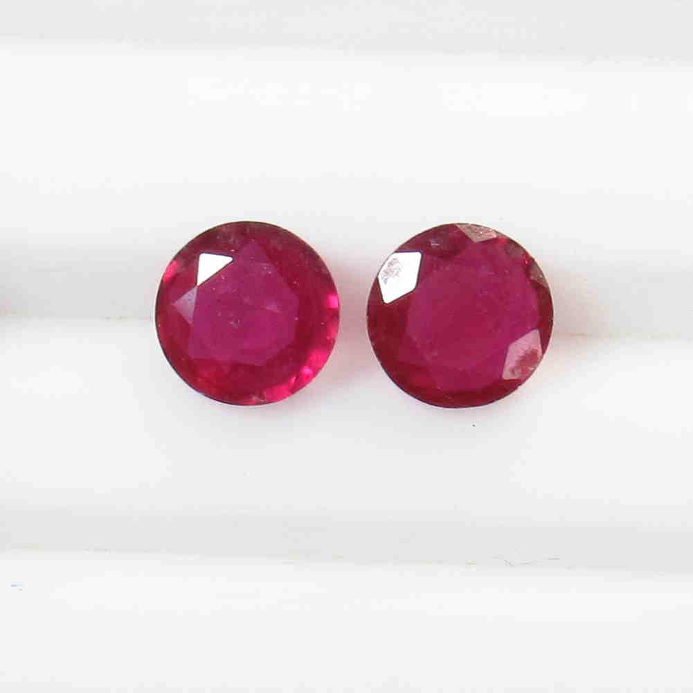 2.19 Ct Natural Mozambique Red Ruby Round Pair (1 of 2)