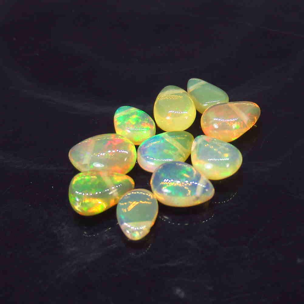3.72 Ct Natural 10 Drilled Multi-Color Fire Pear Opal (1 of 2)