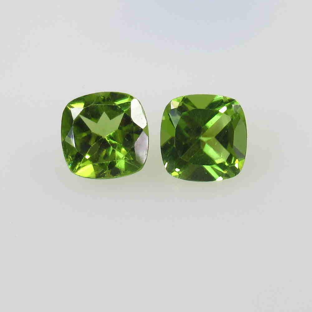 3.14 Ct Natural Pakistan Peridot Cushion Pair (1 of 2)