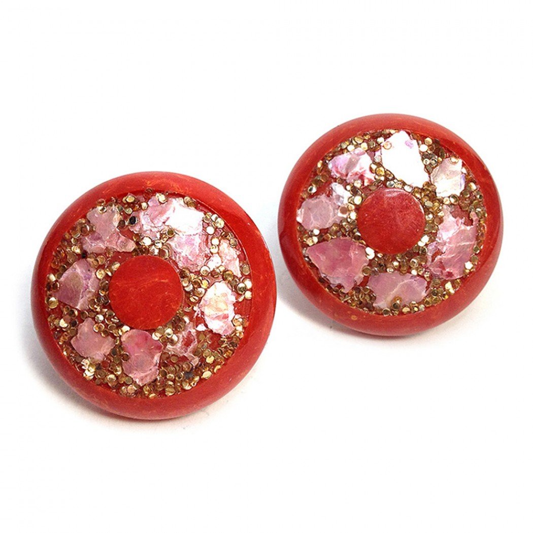Red Bakelite and Confetti Earrings (1 of 3)