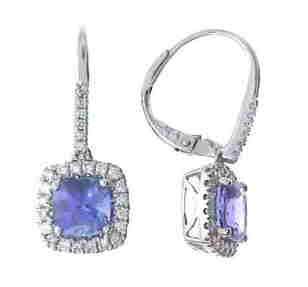 18K WHITE GOLD TANZANITE & DIAMOND EARRING (1 of 1)