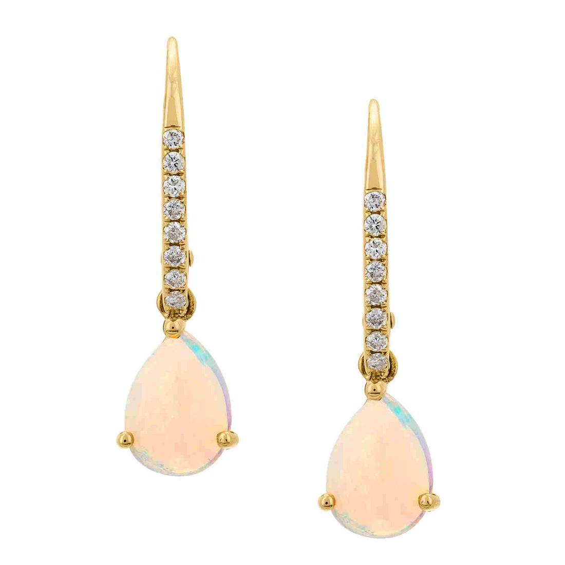 14K YELLOW GOLD ETHIOPIAN OPAL & DIAMOND EARRING (1 of 4)