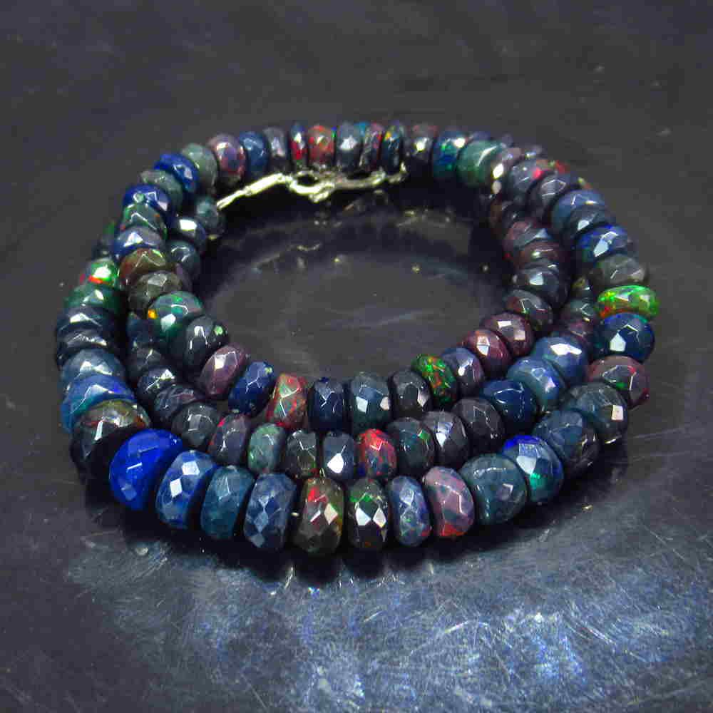 98.79 Ct 925 Silver 119 Black Faceted Fire Opal Beads (1 of 3)