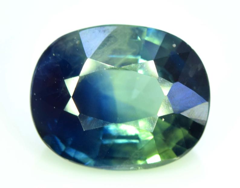 Natural Parti Sapphire Gemstone Oval Cut Blue and Green (1 of 6)