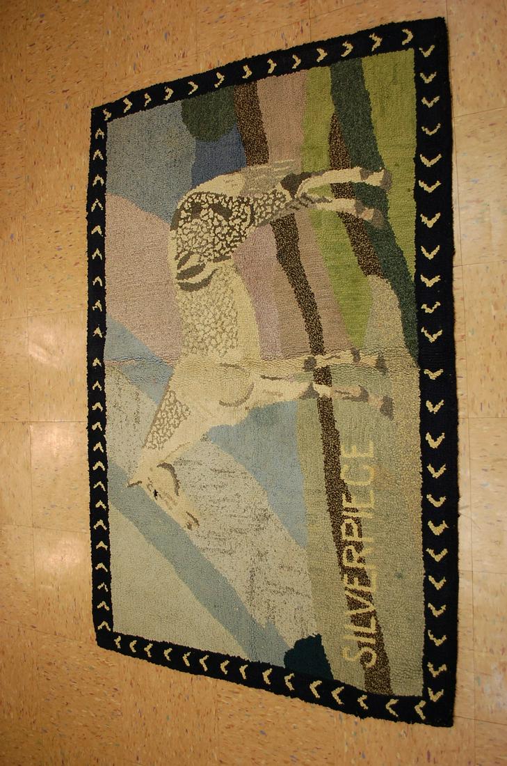 SIGNED ANTIQUE AMERICAN HOOKED RUG 3 '2" x 5' (1 of 10)