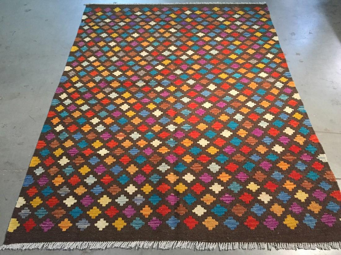 COLORFUL HAND KNOTTED KLIM 5'.0"X6'.8": Title: COLORFUL HAND KNOTTED KLIM 5'.0"X6'.8" Description: 5'.0"X 6'.8 Colorful 100% wool reversible Klim rug in multi pastel colors Hand Knotted in Pakistan Reserve: $150.00 Shipping: Domestic: Flat-