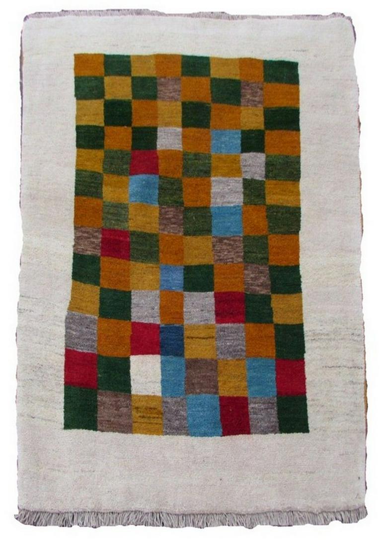 Handmade vintage Persian Gabbeh rug 4' x 6.2' (118cm x (1 of 13)