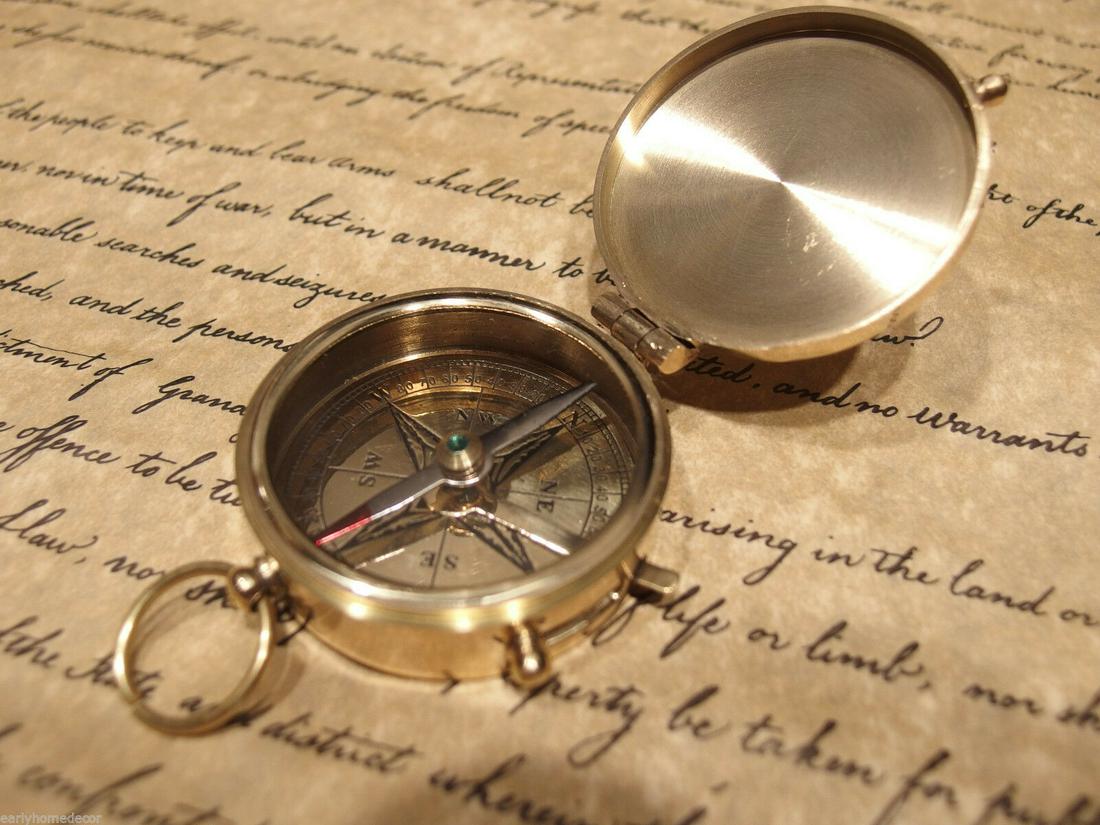 2" Brass Heavy Maritime Navigational Compass: 2" Wide 5/8" Thick Nice reproduction of an antique compass. Great heavy quality piece with a stopper. All the numbers and letters are etched into the brass just like the originals. Reserve: $15.00 Shi