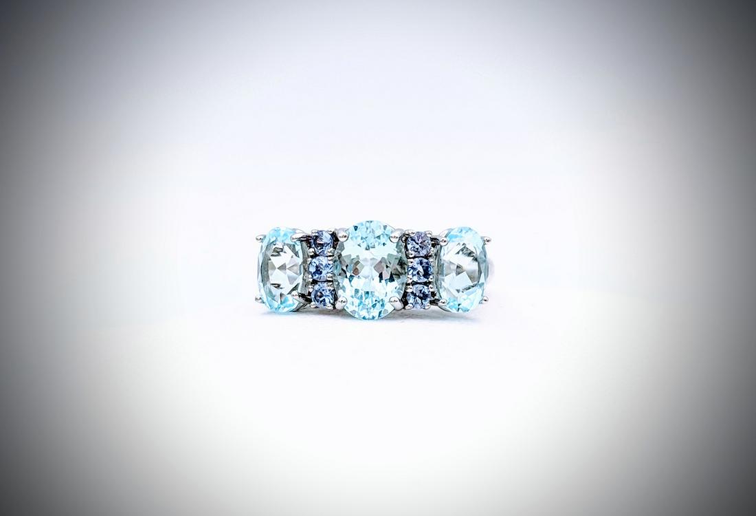 Sterling Silver Blue Topaz & Pale Purple Amethyst Ring (1 of 3)