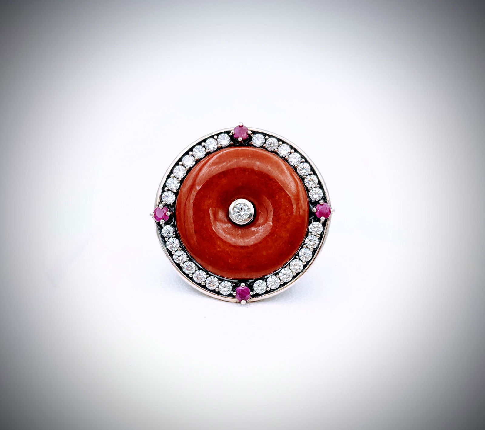 Sterling Silver Sz 7 Jasper, Rubies & CZ Ring (1 of 3)