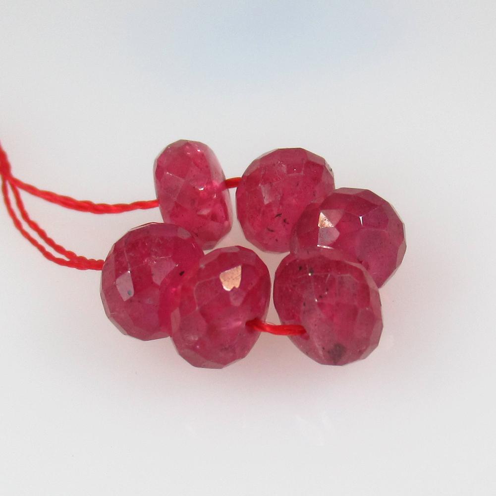 13.11 Ct Natural 6 Mozambique Red Ruby Round Beads (1 of 2)