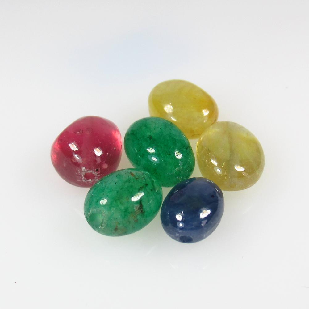 26.10 Ct Natural 6 Ruby Emerald Sapphire Beads (1 of 2)