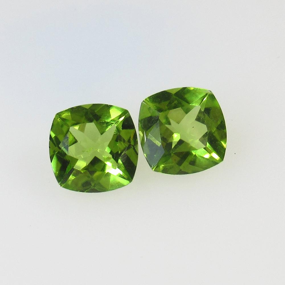 3.13 Ct Natural Pakistan Peridot Cushion Pair (1 of 2)