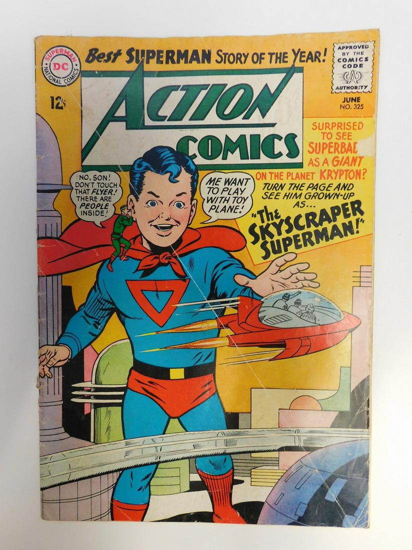 Action Comics #325: No Reserve! Action Comics #325: GVG Shipping: Individual Comics: Flat-rate of $9.99 (1-8 comics) or $19.99 (9+ comics) to anywhere within the contiguous U.S. International: Foreign shipping rates are 