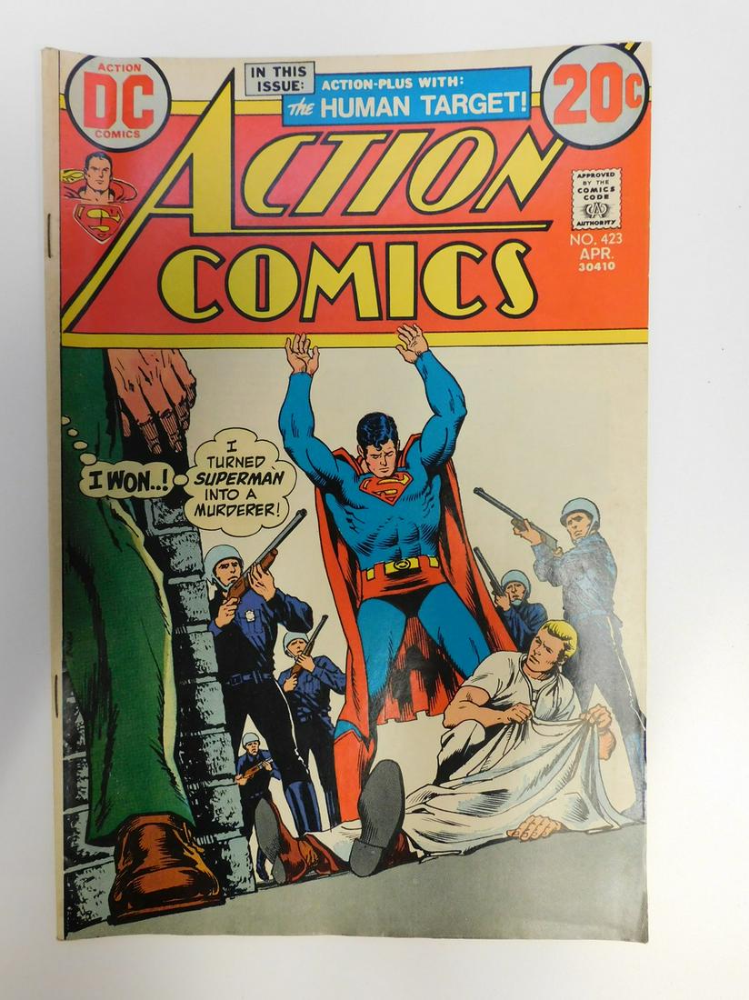 Action Comics #423: No Reserve! Action Comics #423: FN- Shipping: Individual Comics: Flat-rate of $9.99 (1-8 comics) or $19.99 (9+ comics) to anywhere within the contiguous U.S. International: Foreign shipping rates are 