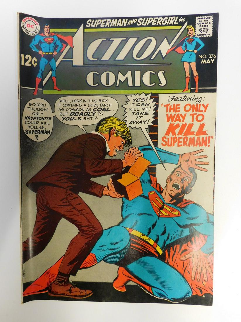 Action Comics #376: No Reserve! Action Comics #376: VG/FN Shipping: Individual Comics: Flat-rate of $9.99 (1-8 comics) or $19.99 (9+ comics) to anywhere within the contiguous U.S. International: Foreign shipping rates ar