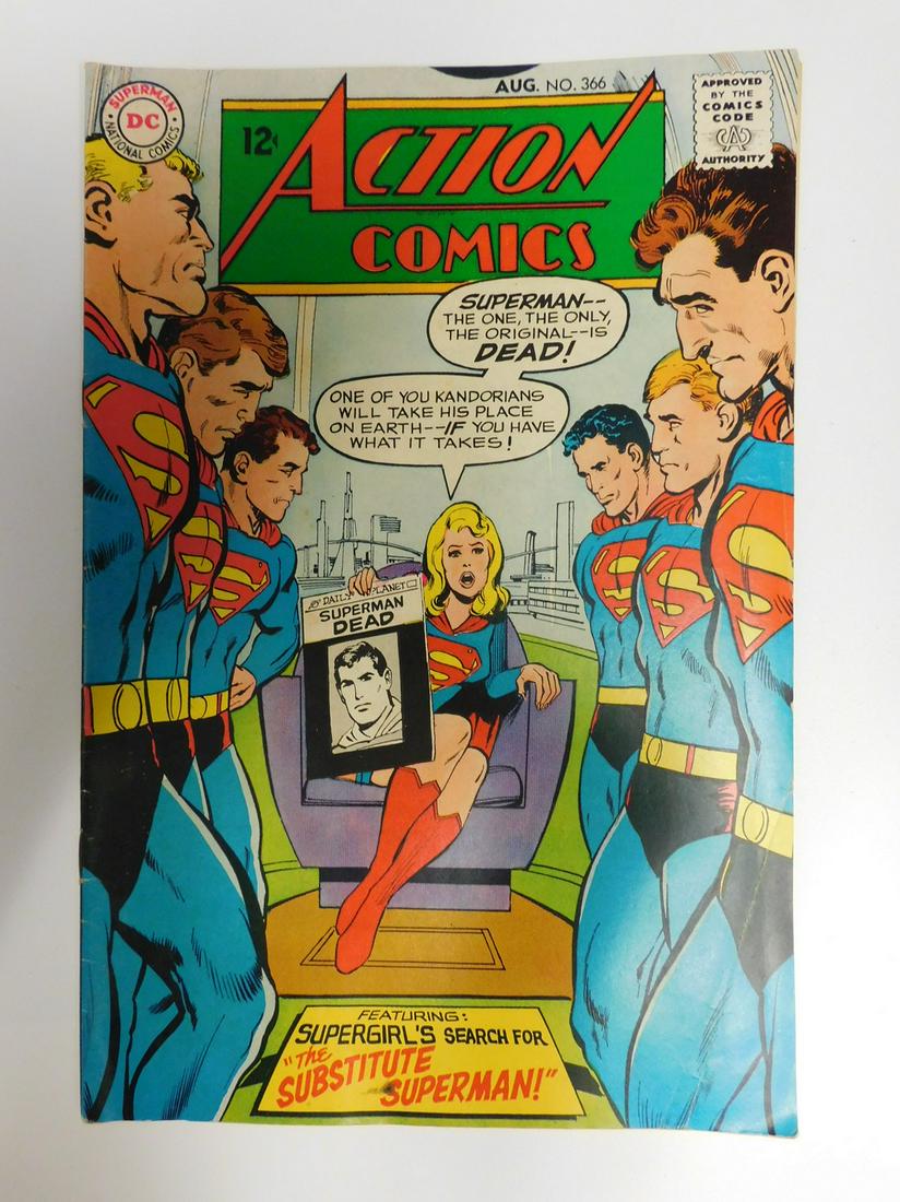 Action Comics #366: No Reserve! Action Comics #366: VG+ Shipping: Individual Comics: Flat-rate of $9.99 (1-8 comics) or $19.99 (9+ comics) to anywhere within the contiguous U.S. International: Foreign shipping rates are 