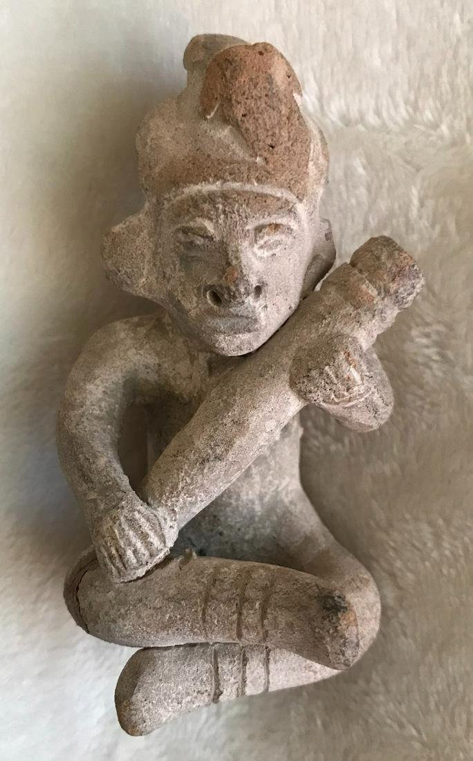 Pre-Columbian Art Statue with Club Seated, from the: Title: Pre-Columbian Art Statue with Club Seated, from the Estate of Archaeologist, Robert F. Marx. Description: Pre-Columbian Art Statue with Club Seated, from the Estate of Archaeologist, Robert F. 