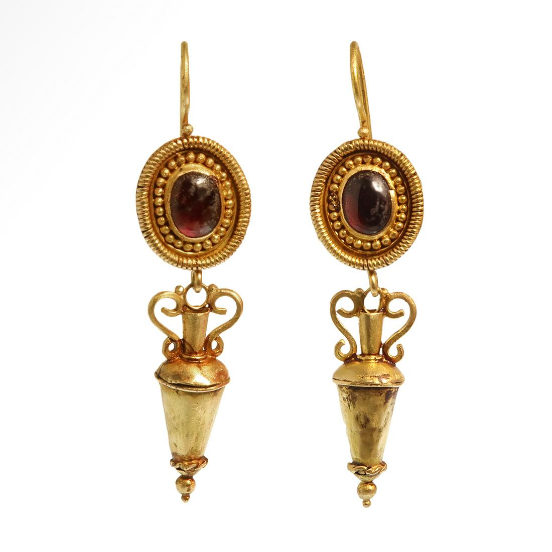 Roman Gold and Garnet Earrings with Amphorae (1 of 5)