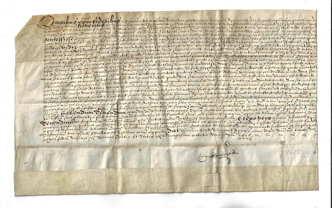 1615 Vellum English Manuscript Reign of James I (1 of 2)