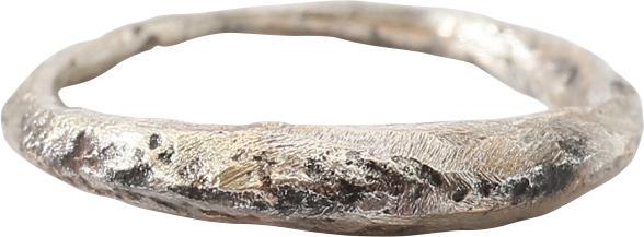 RARE VIKING WARRIOR’S BEARD RING, 9TH-11TH C.: Round, of round section, thicker at the front. Slightly over 1/2” inside diameter. The use of beard rings by Vikings is well documented though very few genuine examples survive. Professionally refur