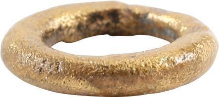 RARE VIKING WARRIOR’S BEARD RING, 9TH-11TH C.: Round section ring 0.48” outside. 0.31” inside diameter. The use of beard rings by Vikings is well documented though very few genuine examples survive. Professionally refurbished for modern wear w