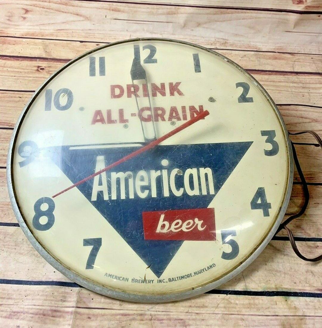 1940-50's Drink All Grain American Beer Clock 15" (1 of 5)