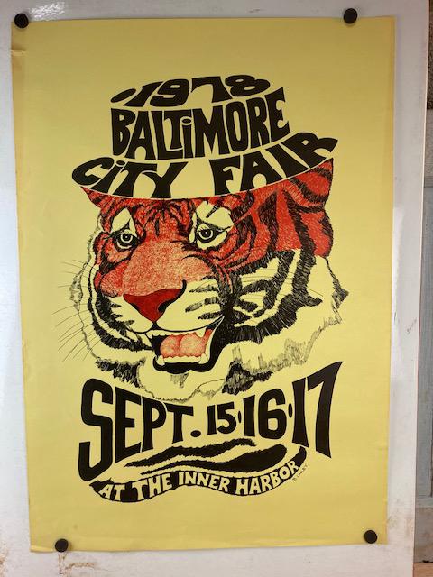Vintage 1978 Baltimore City Fair Poster Tiger Signed B (1 of 6)