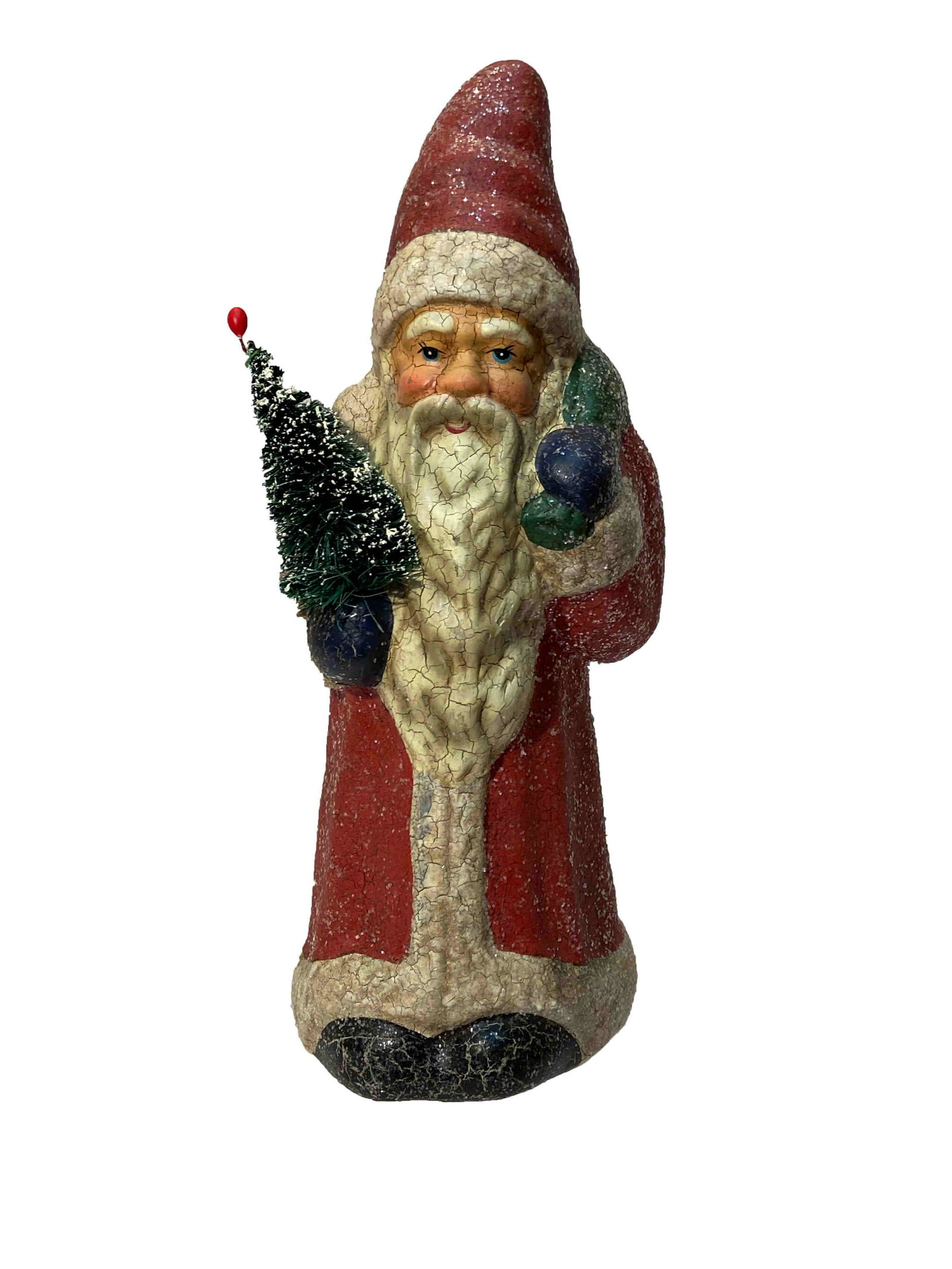 Chalk Santa: Title: Chalk Santa Dimension: 11” tall Additional Information: A chalk Santa and a bottle brush tree. Shipping: Domestic: Flat-rate of $15.00 to anywhere within the contiguous U.S. International: Fo