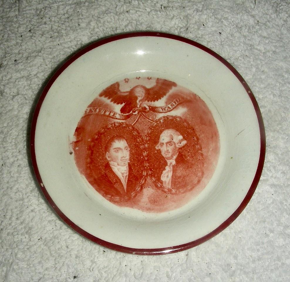 Staffordshire Cup Plate: Washington/Lafayette (1 of 4)