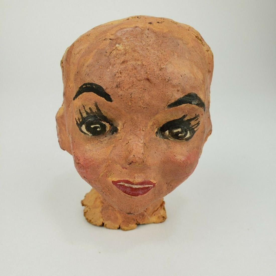 Antique Puppet Head Girl marionnette folk art, handmade (1 of 6)