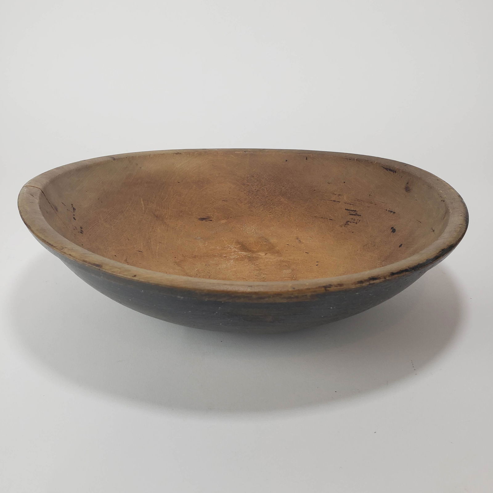 American Primitive Dough Bowl, Old Blue Paint (1 of 4)