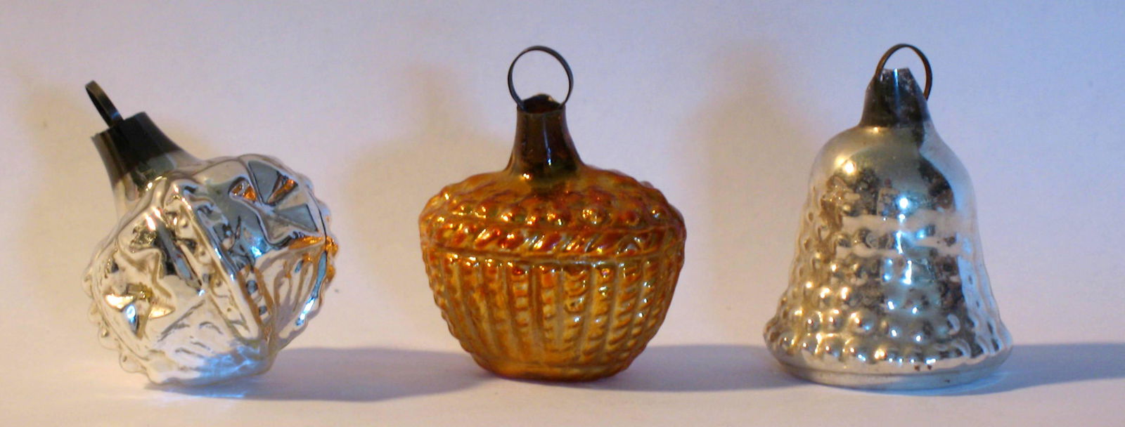 Three Early Glass Christmas Feather Tree Ornaments. (1 of 1)