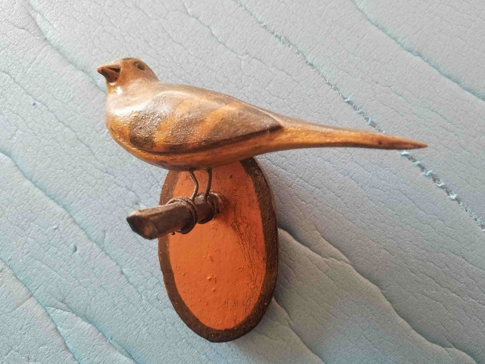 Polychrome Bird On Branch And Oval Plaque (1 of 4)