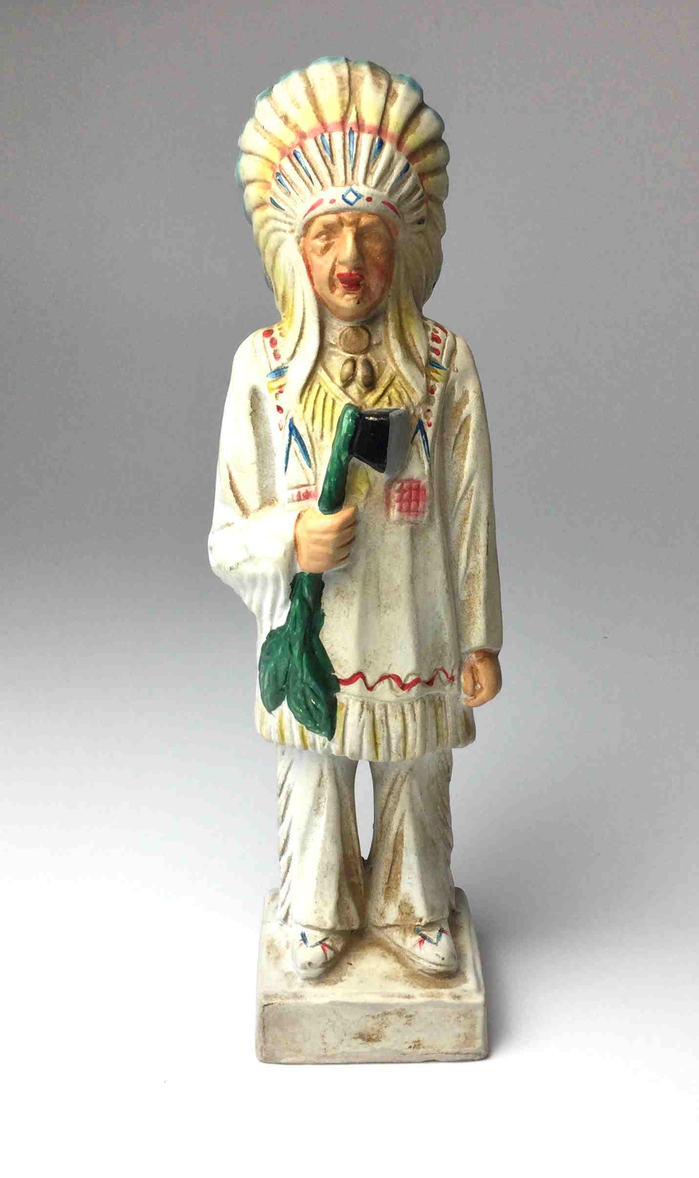 Chalk ware American Indian Chief Statue (1 of 5)
