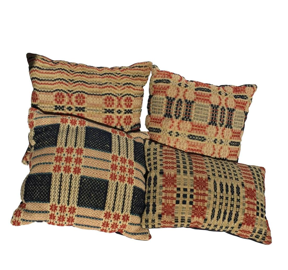 4 red-tan-blue Coverlet pillows (1 of 2)