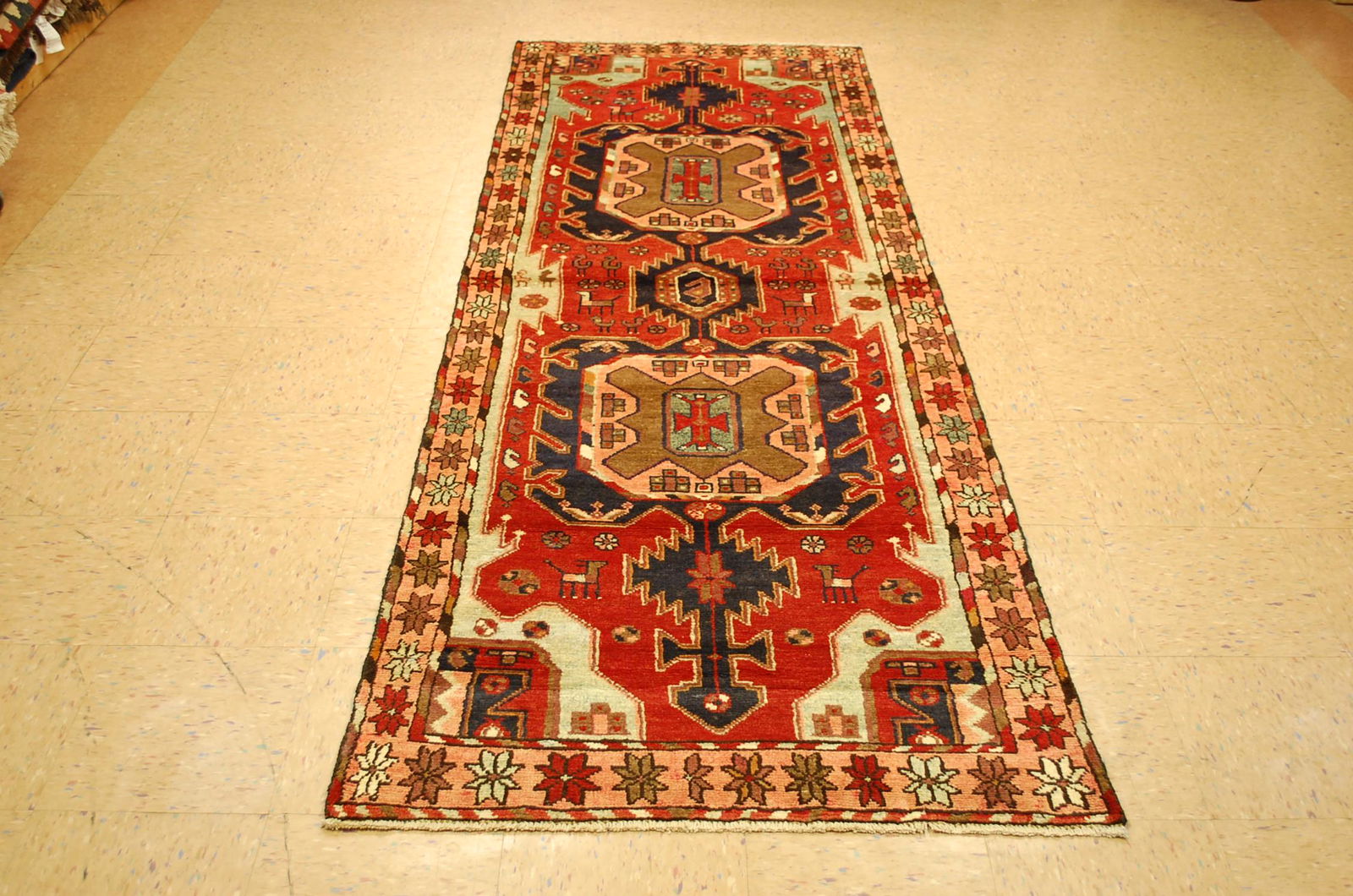 c1930s ANTIQUE PRSAN HERI Z SERAPI RUNNER RUG 3'4" (1 of 10)