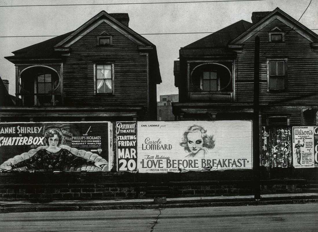WALKER EVANS - Houses and Billboard in Atlanta, 1936: Artist: WALKER EVANS Title: Houses and Billboard in Atlanta, 1936 Medium: Photo Litho, 2005, Netherlands Dimensions: 8x5.85" Description: Heat Wax Mounted on 8.5x11" Conservation Board Artist Bio: Wal